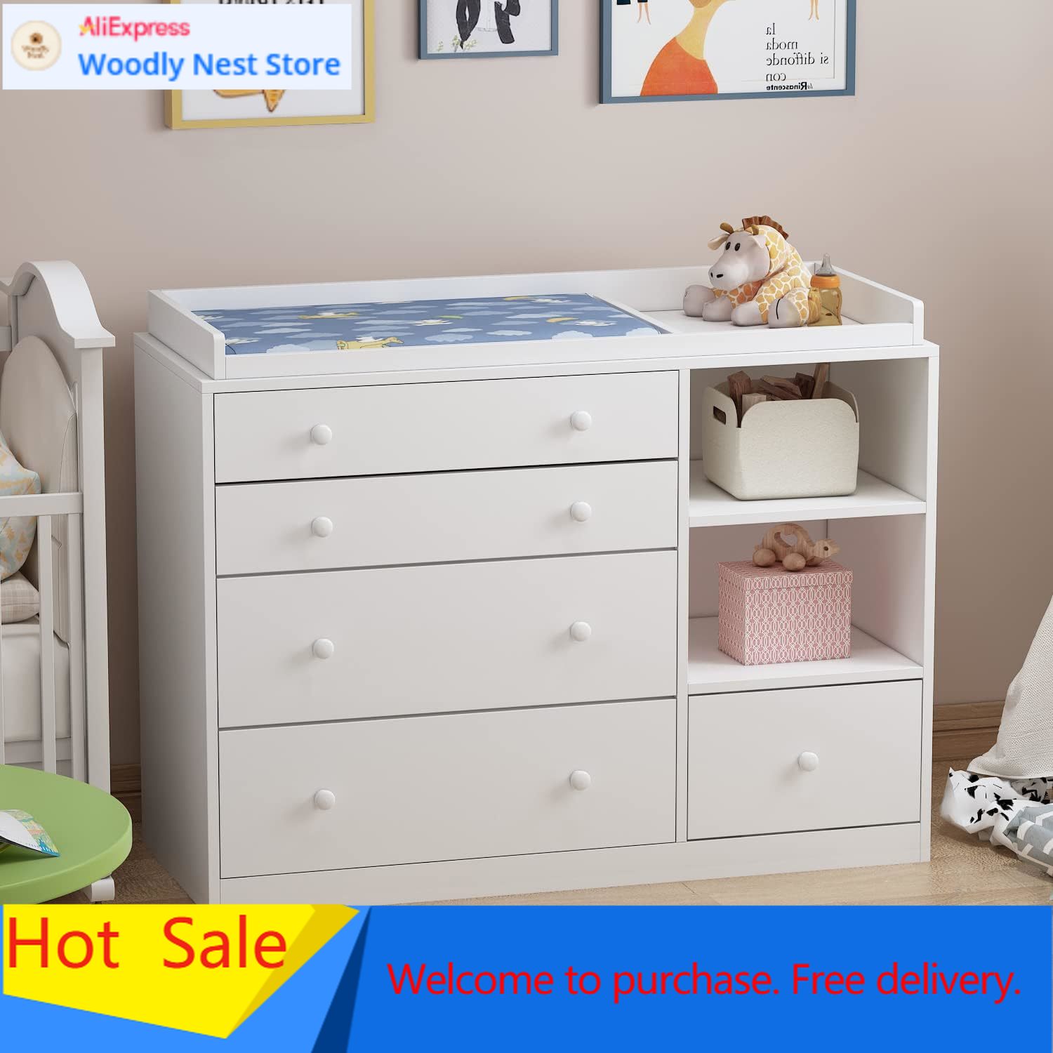 Baby Nursery Chest Of Drawers - Nursery Baby Dresser, White Bedroom Dresser