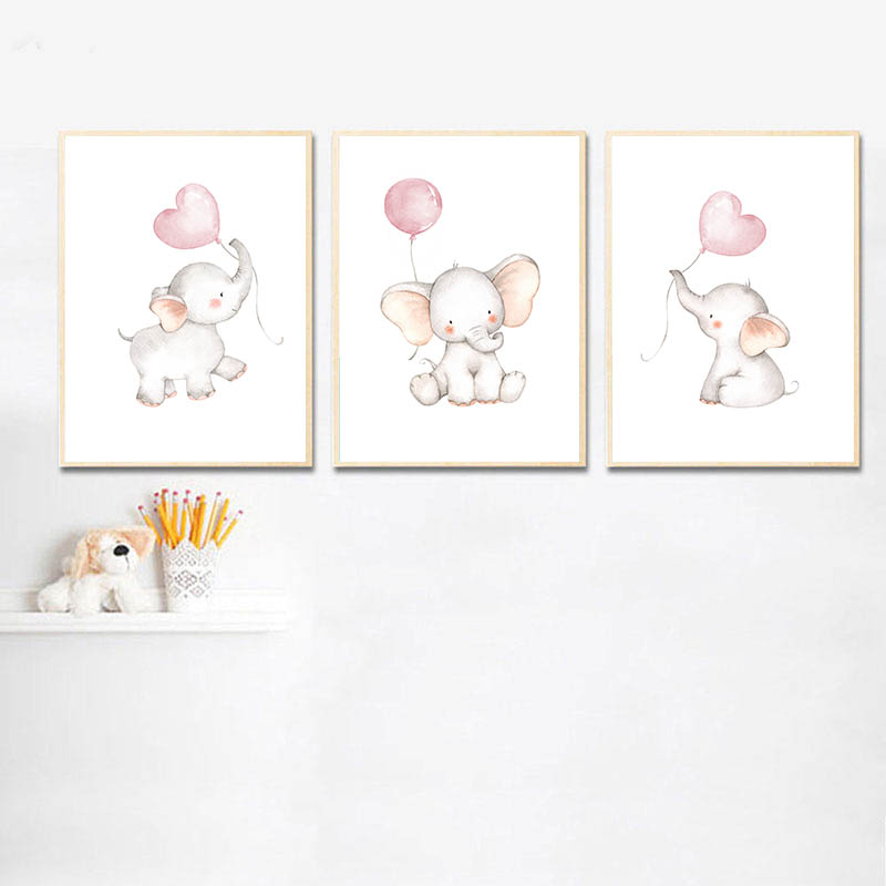Baby Nursery Mirror - Nursery Wall Art Children Poster Elephant
