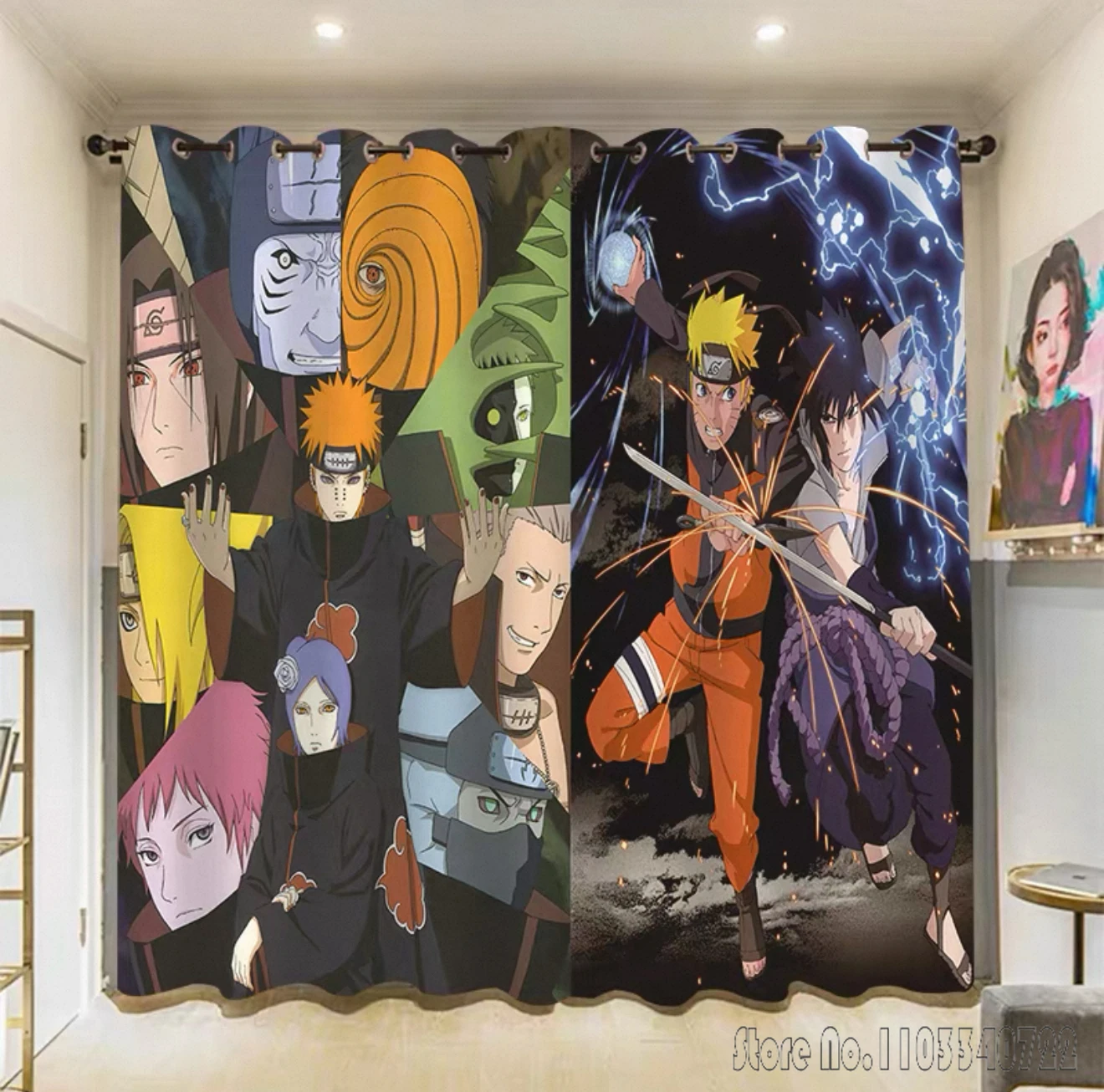 Baby Nursery Blackout Curtains - Anime N-Naruto Akatsuki Cartoon 3D Print