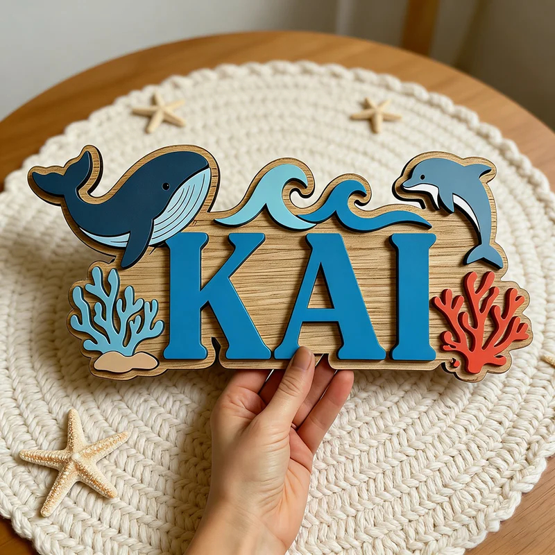 Baby Nursery Ocean Theme - Ocean Whale Dolphin Themed Custom Name