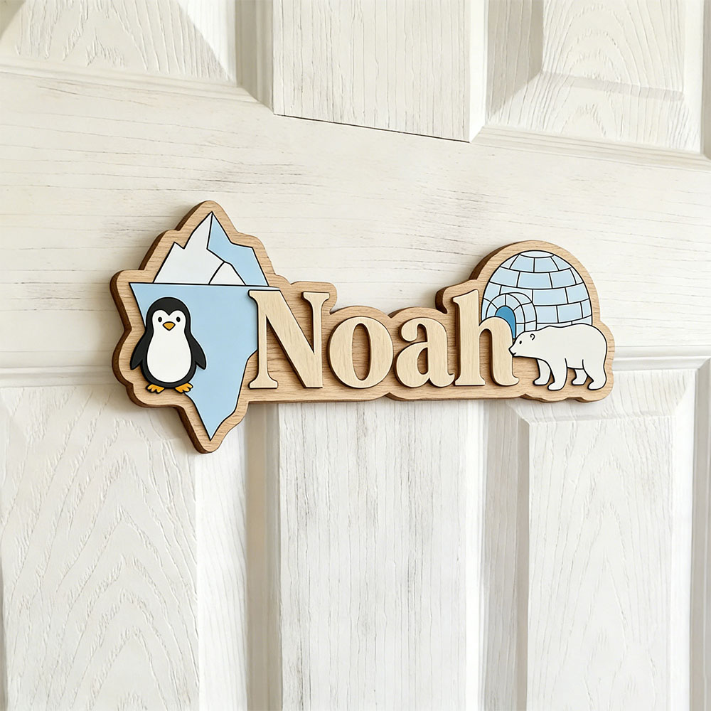 Baby Nursery Decor Boy - Arctic Penguin & Polar Bear Custom