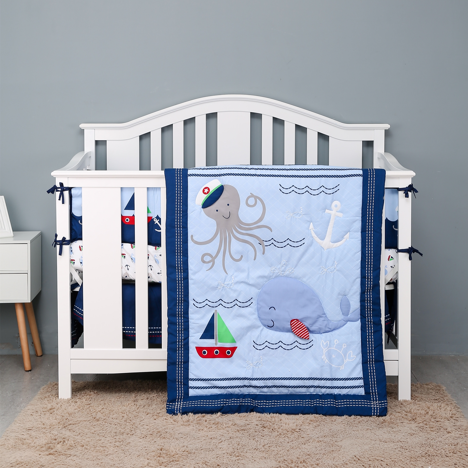 Baby Nursery Ocean Theme - 7Pcs Ocean Theme Baby Nursery Cot