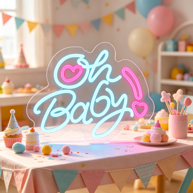 Baby Nursery Pink - Oh Baby Neon Sign LED Wall