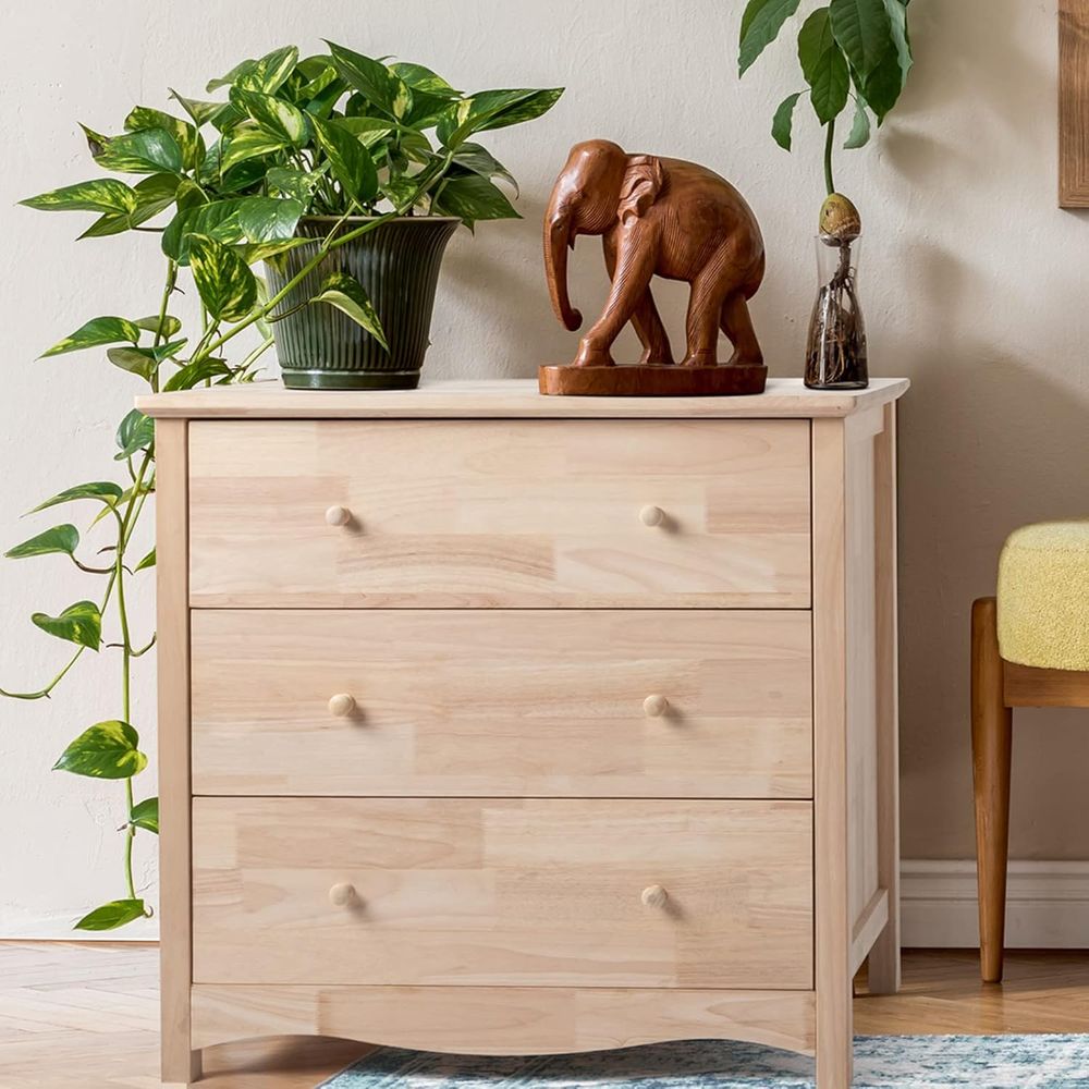 Baby Nursery Chest Of Drawers - Natural Rubber Wood Chest for Drawers,