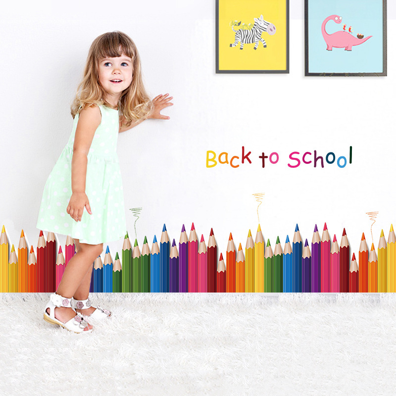 Baby Nursery Wall Mural - Cartoon Colour Pencil Baseboard Wall Stickers