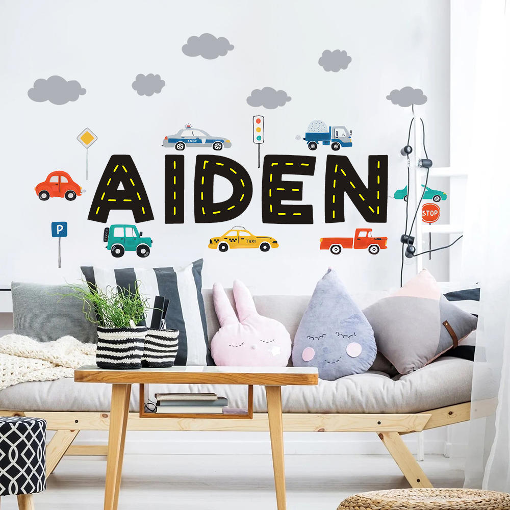 Custom Name Construction Vehic - đánh giá và giá Baby Nursery Wall Mural
