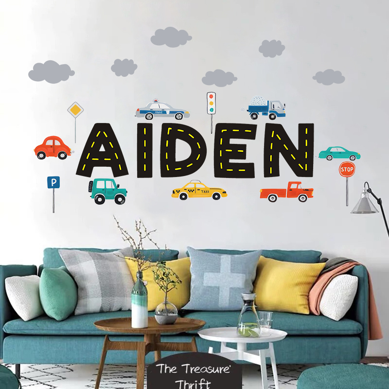 Custom Name Construction Vehic - đánh giá và giá Baby Nursery Wall Mural