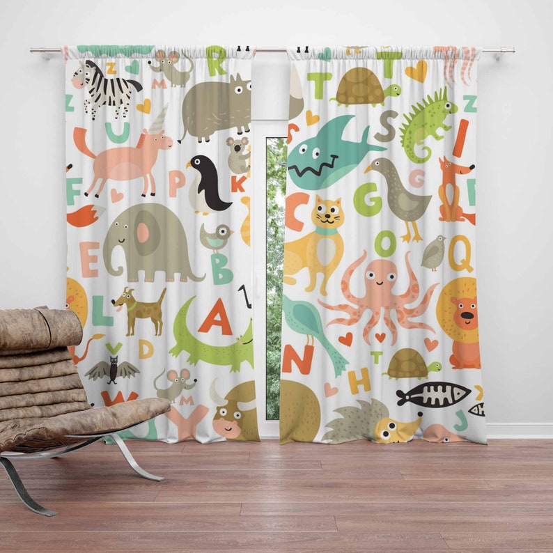 ABC Alphabet Nursery Curtain A - đánh giá và giá Baby Nursery Blackout Curtains