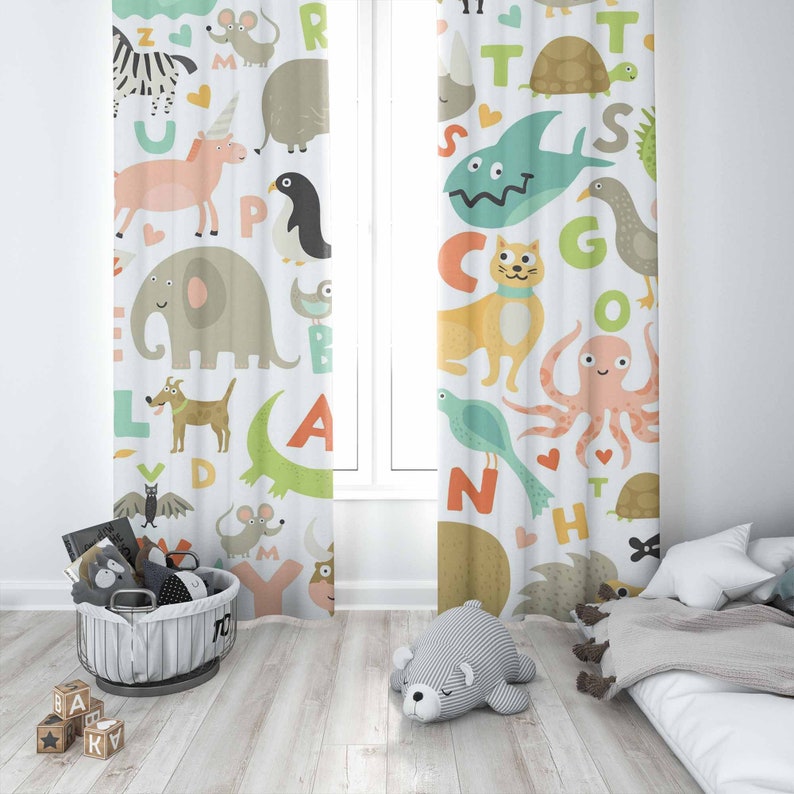 ABC Alphabet Nursery Curtain A - đánh giá và giá Baby Nursery Blackout Curtains