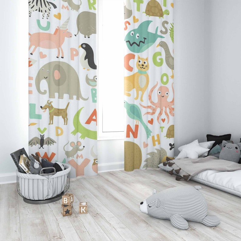 ABC Alphabet Nursery Curtain A - đánh giá và giá Baby Nursery Blackout Curtains