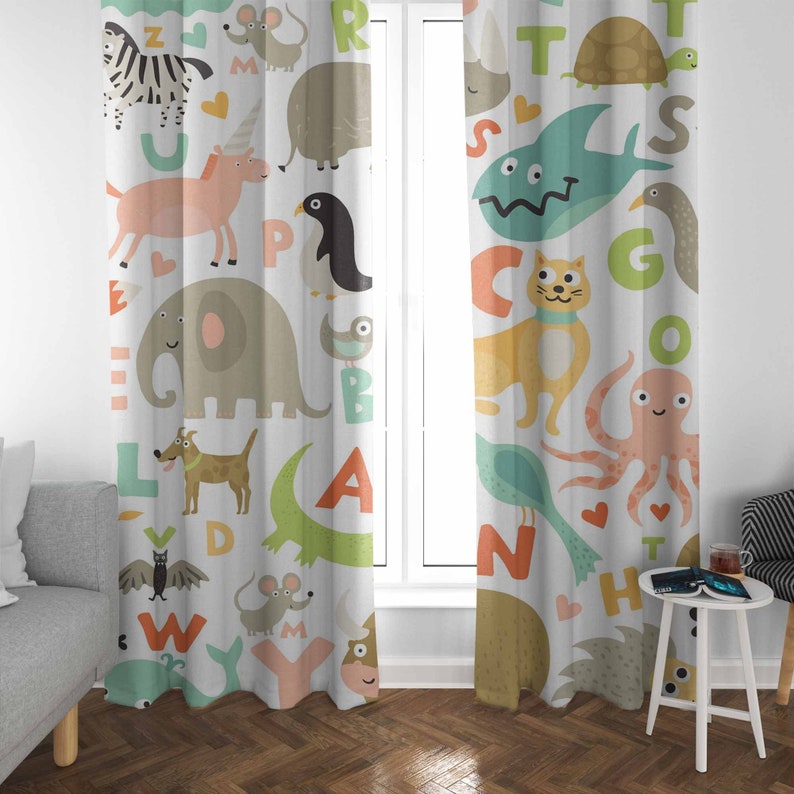 ABC Alphabet Nursery Curtain A - đánh giá và giá Baby Nursery Blackout Curtains