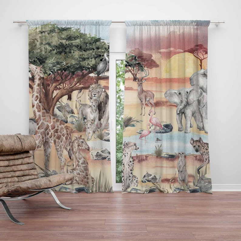 Safari Animals Curtain Kids Be - đánh giá và giá Baby Nursery Blackout Curtains
