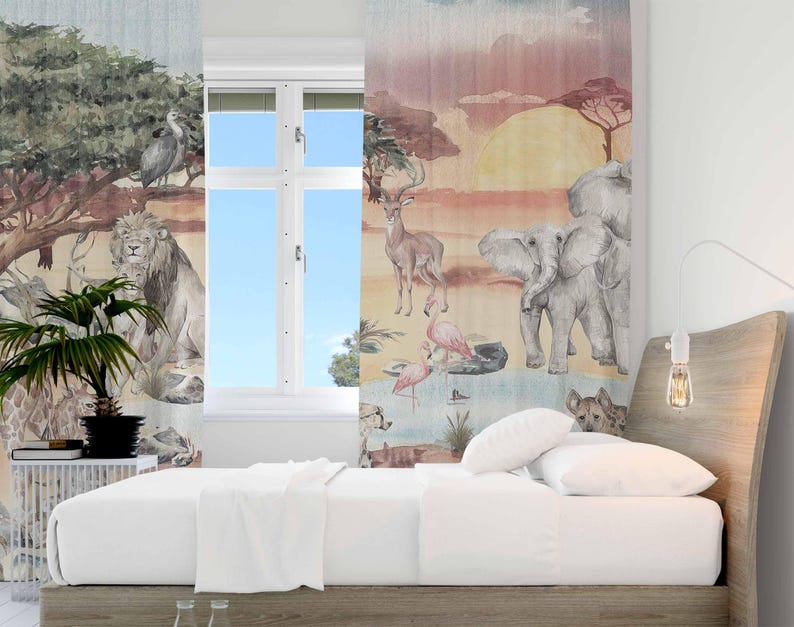 Safari Animals Curtain Kids Be - đánh giá và giá Baby Nursery Blackout Curtains