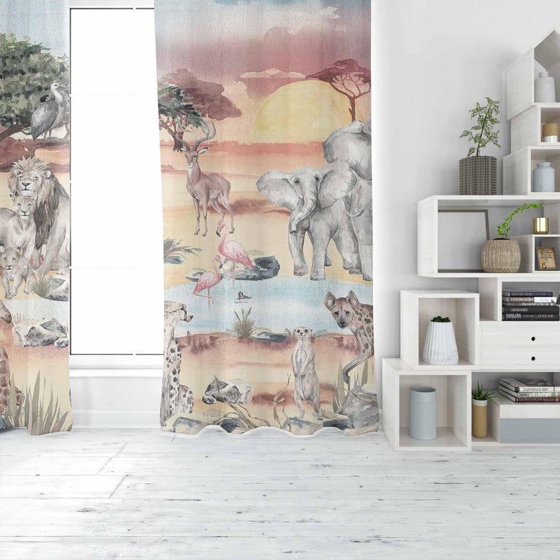 Safari Animals Curtain Kids Be - đánh giá và giá Baby Nursery Blackout Curtains