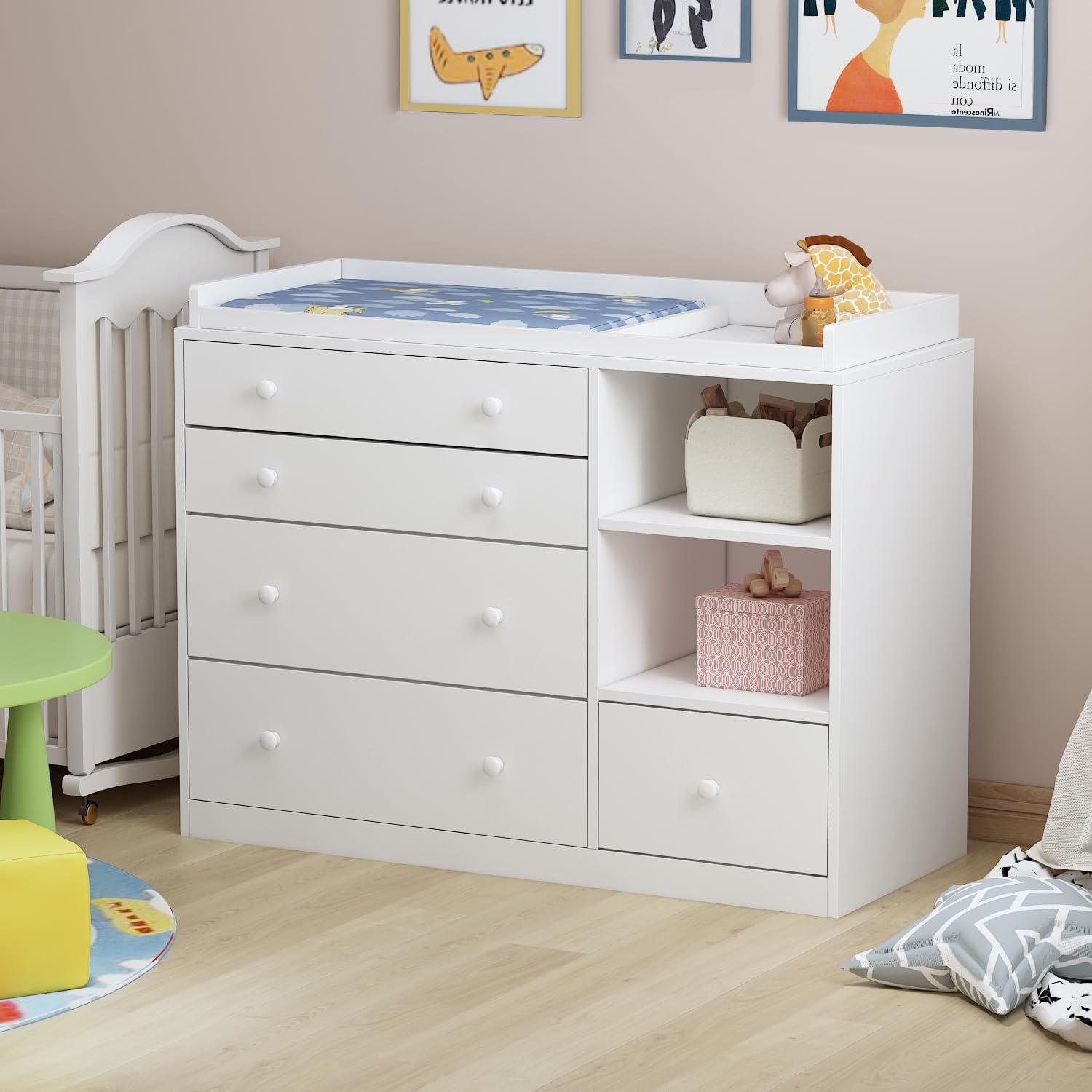 Nursery Baby Dresser, White Be - đánh giá và giá Baby Nursery Chest Of Drawers