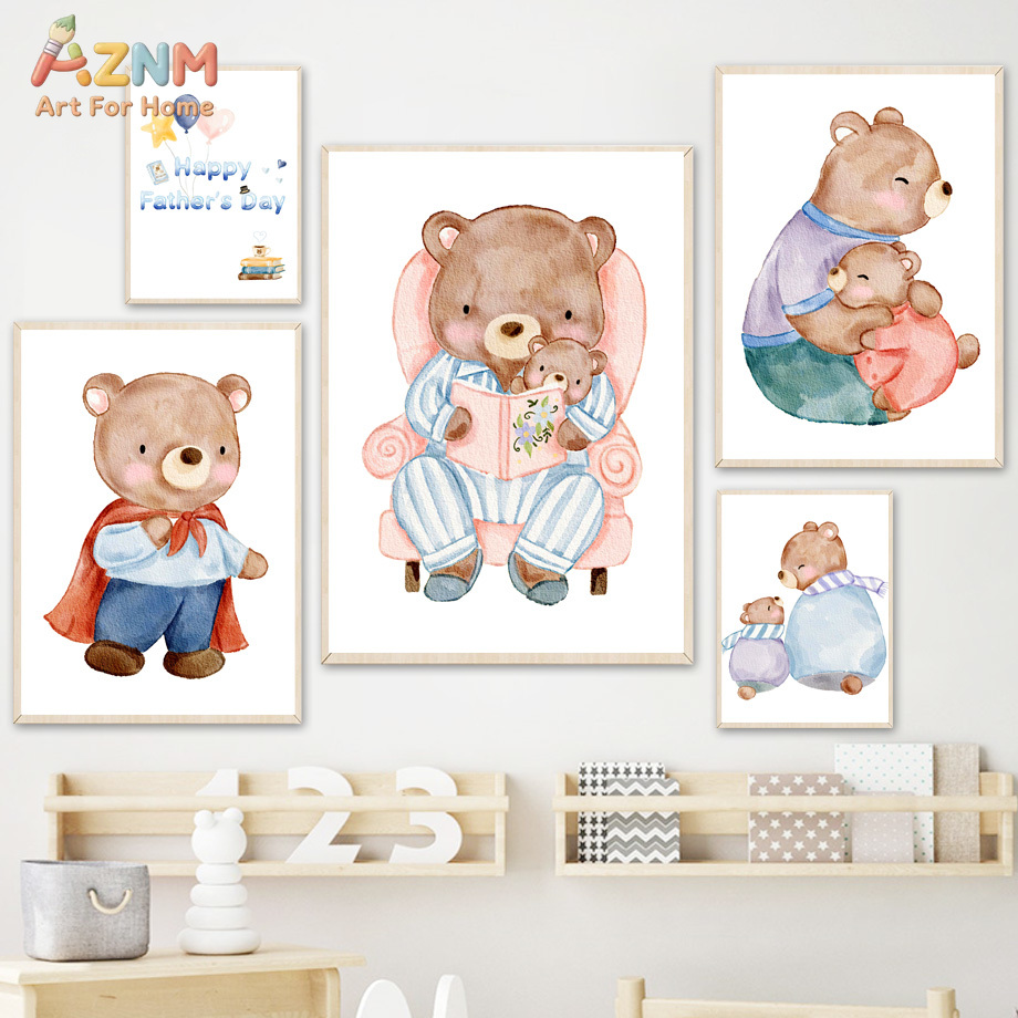 AZNM Watercolor Father and Bab - đánh giá và giá Baby Nursery Themes Girl