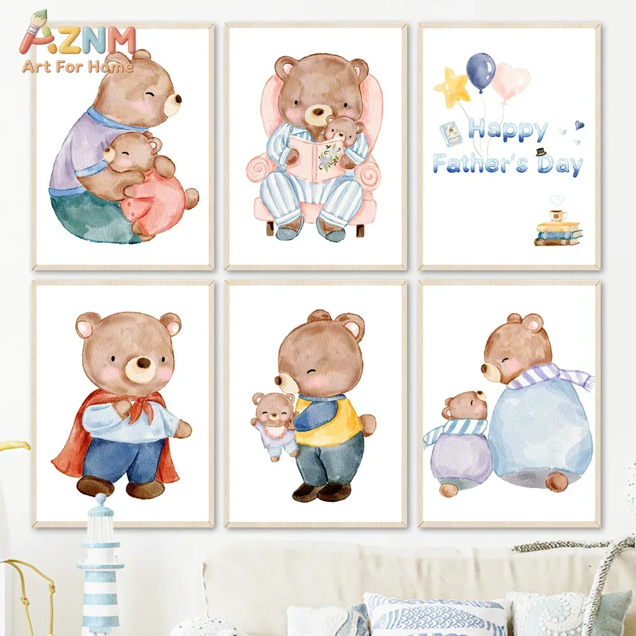 AZNM Watercolor Father and Bab - đánh giá và giá Baby Nursery Themes Girl