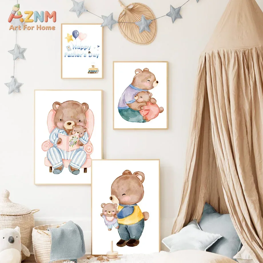 AZNM Watercolor Father and Bab - đánh giá và giá Baby Nursery Themes Girl