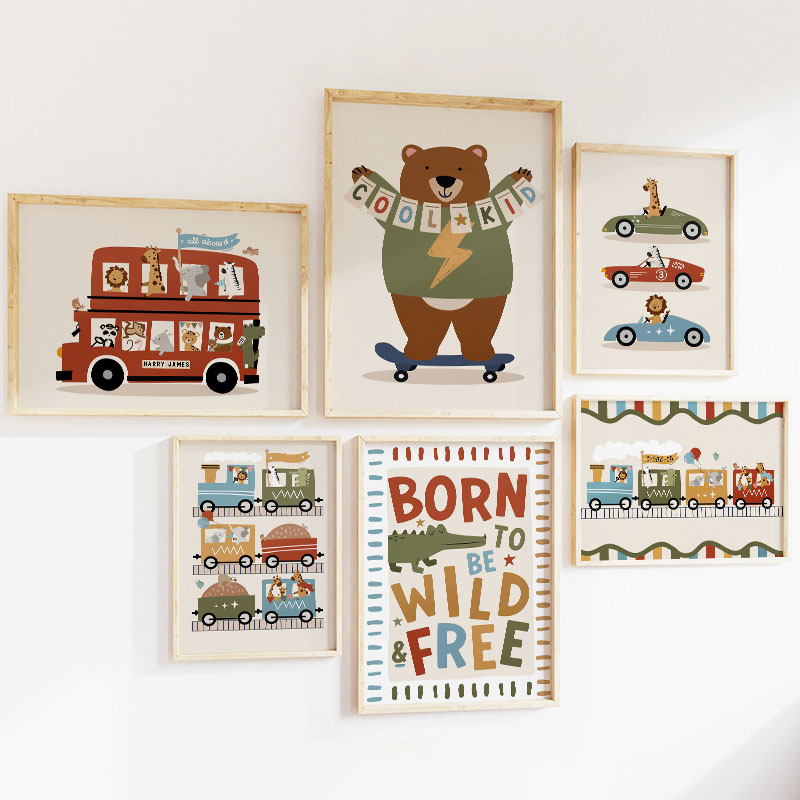 Funny Cartoon Animals Car Bus  - đánh giá và giá Baby Nursery Ornaments