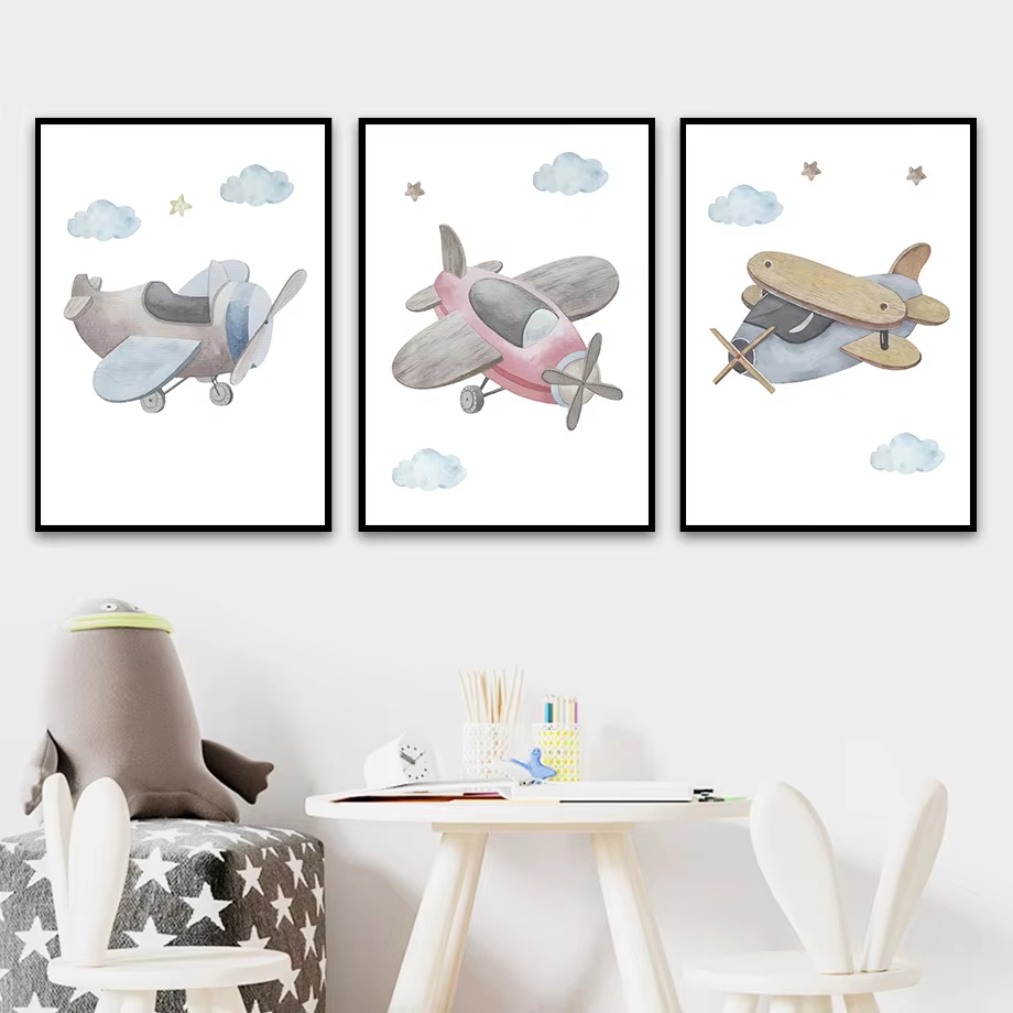 Cartoon Blue Helicopter Plane  - đánh giá và giá Baby Nursery Mirror