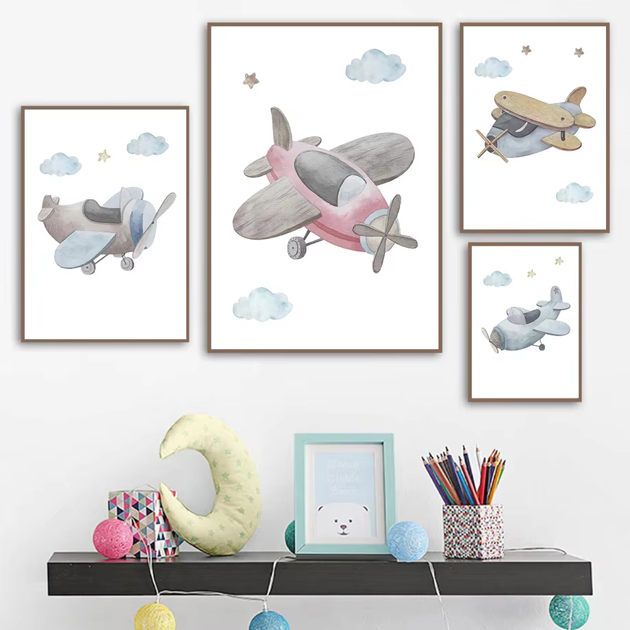 Cartoon Blue Helicopter Plane  - đánh giá và giá Baby Nursery Mirror