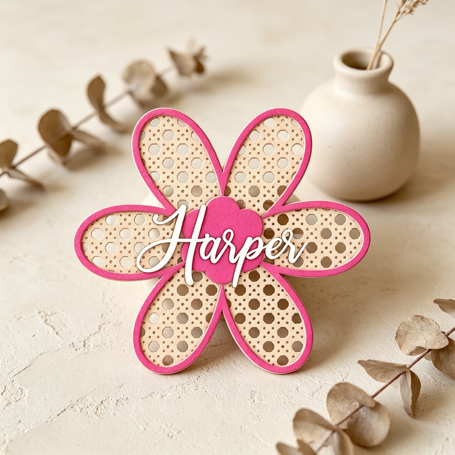 Personalized Boho Rattan Flowe - đánh giá và giá Baby Nursery Pink