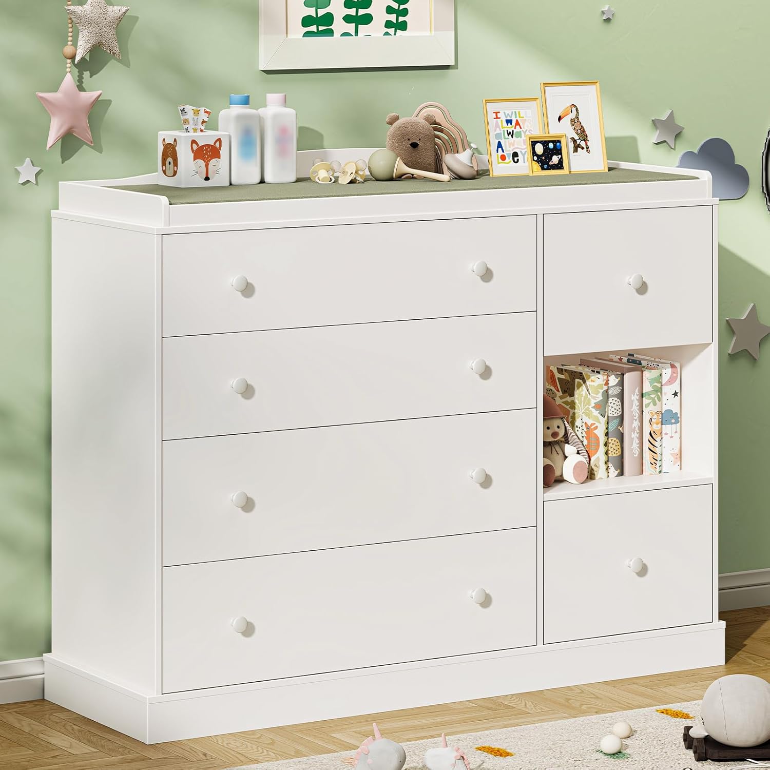 Kids Dresser Cabinet with Shel - đánh giá và giá Baby Nursery Chest Of Drawers