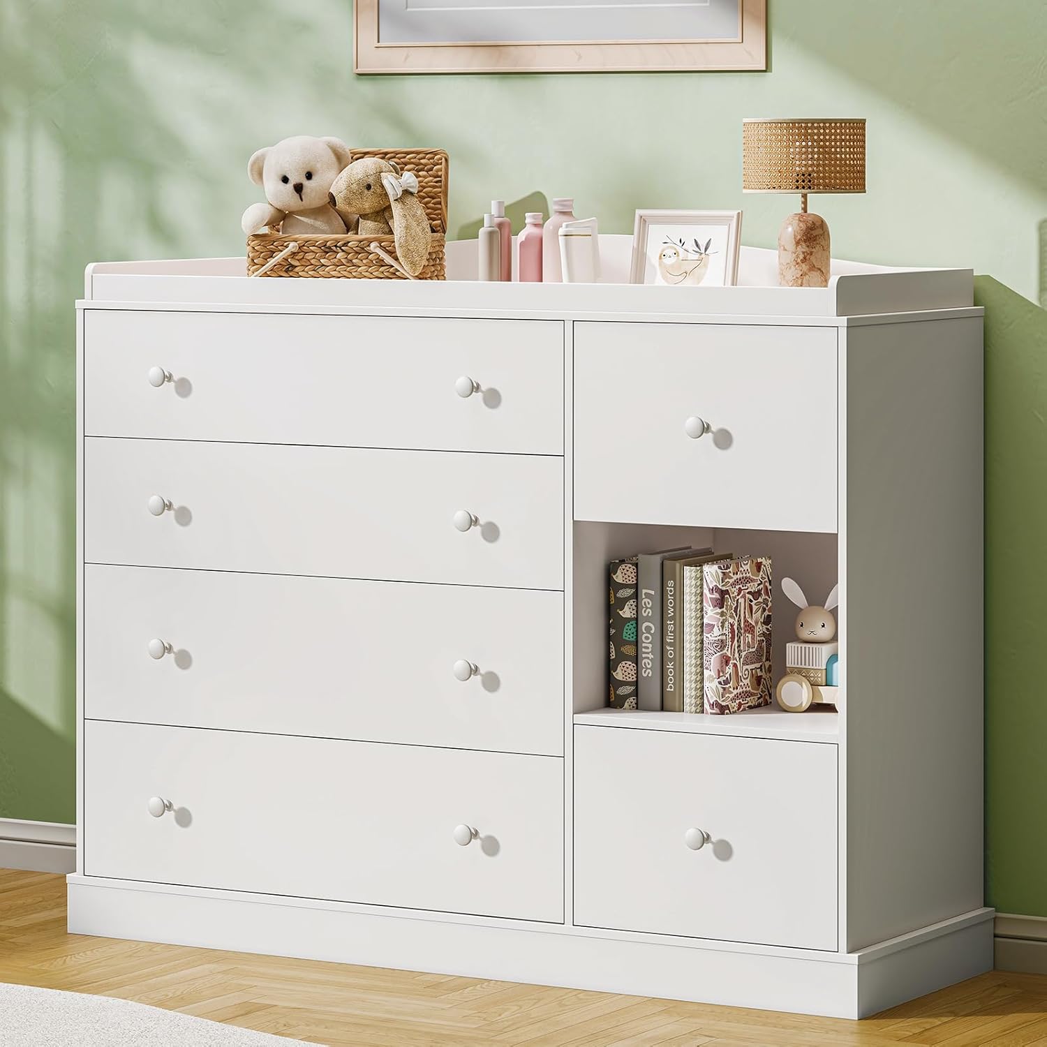 Kids Dresser Cabinet with Shel - đánh giá và giá Baby Nursery Chest Of Drawers