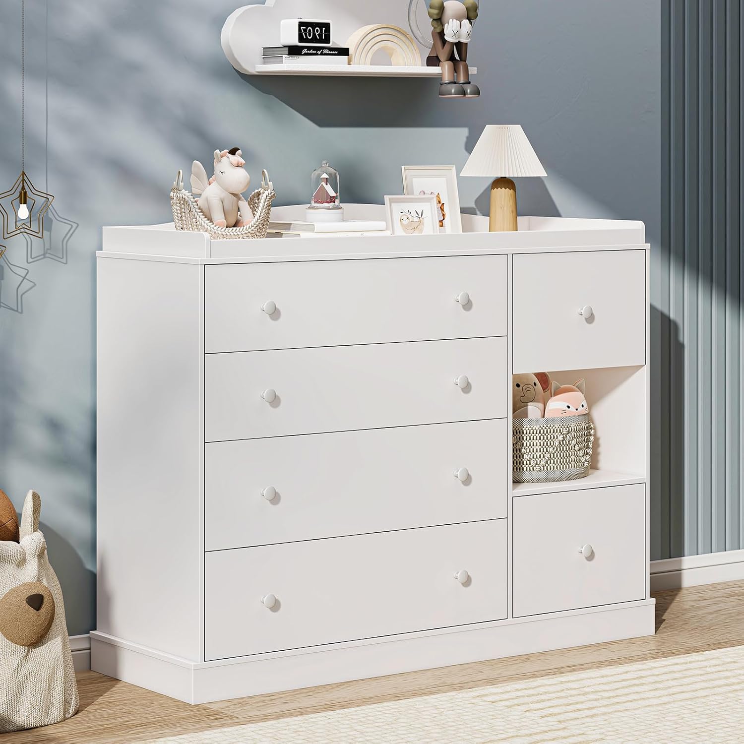Kids Dresser Cabinet with Shel - đánh giá và giá Baby Nursery Chest Of Drawers