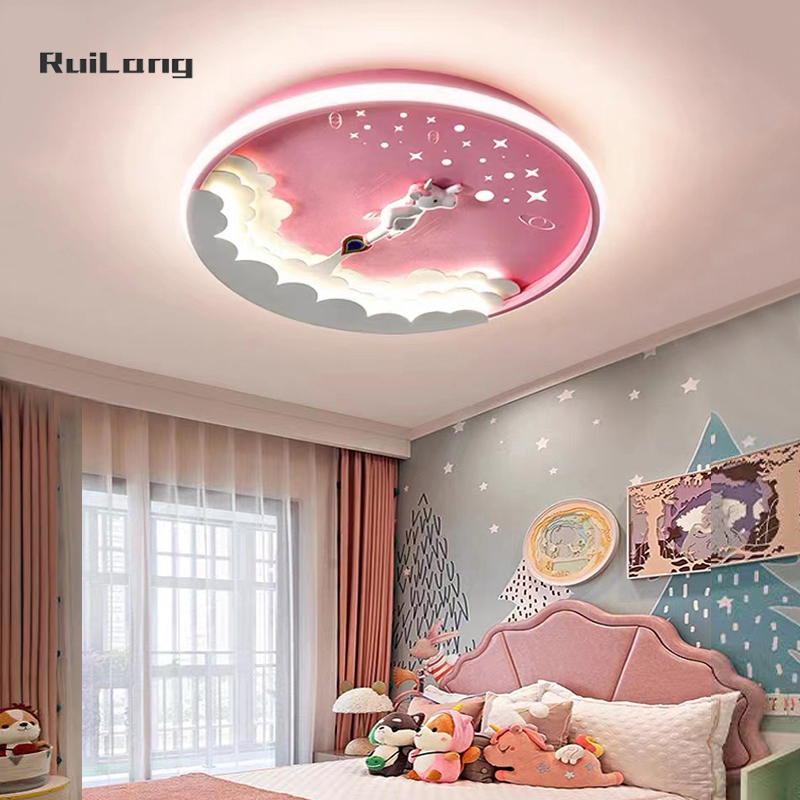Cartoon Led Unicorn Ceiling La - đánh giá và giá Baby Nursery Pink