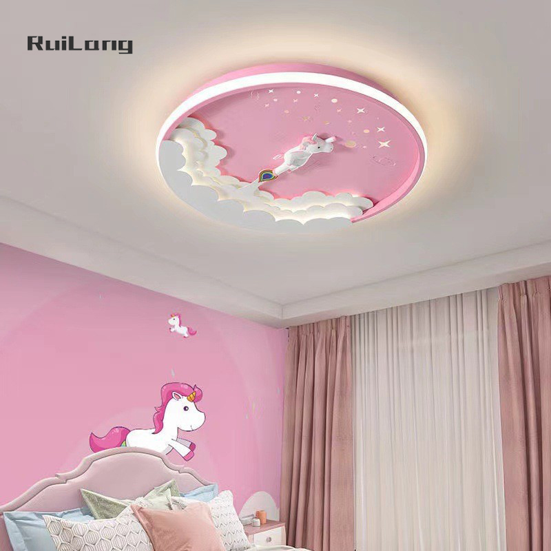 Cartoon Led Unicorn Ceiling La - đánh giá và giá Baby Nursery Pink