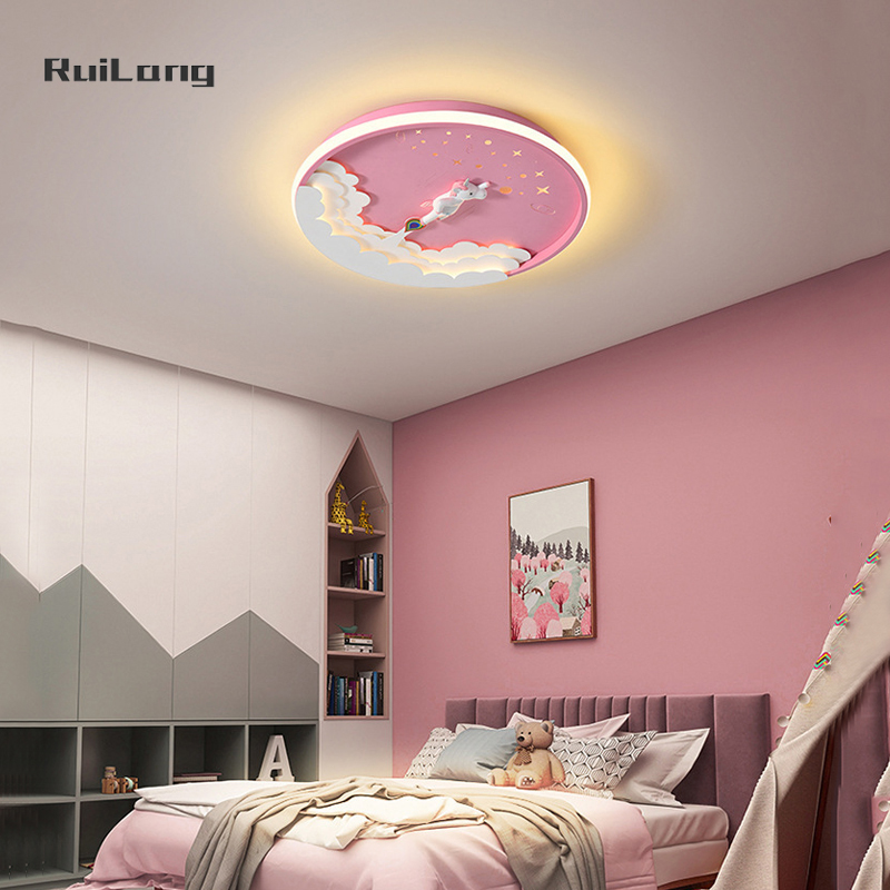 Cartoon Led Unicorn Ceiling La - đánh giá và giá Baby Nursery Pink