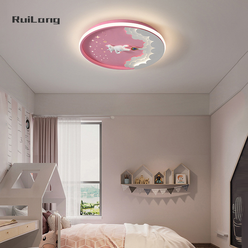 Cartoon Led Unicorn Ceiling La - đánh giá và giá Baby Nursery Pink