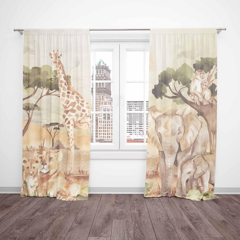 Mom and Baby Curtains Safari A - đánh giá và giá Baby Nursery Blackout Curtains