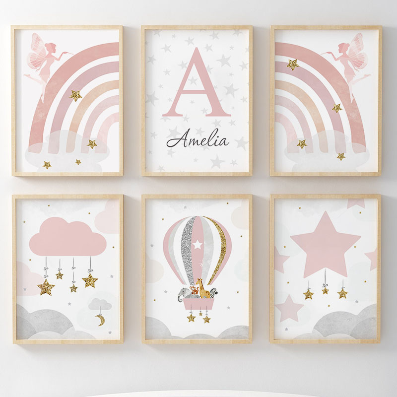 Pink Angel Girl Rainbow Wall A - đánh giá và giá Baby Nursery Pink