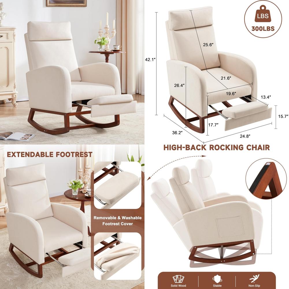 High-Back Nursery Rocking Chai - đánh giá và giá Baby Nursery Glider Chair