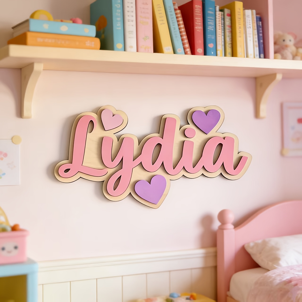 Personalized Gradient Heart Na - đánh giá và giá Baby Nursery Pink