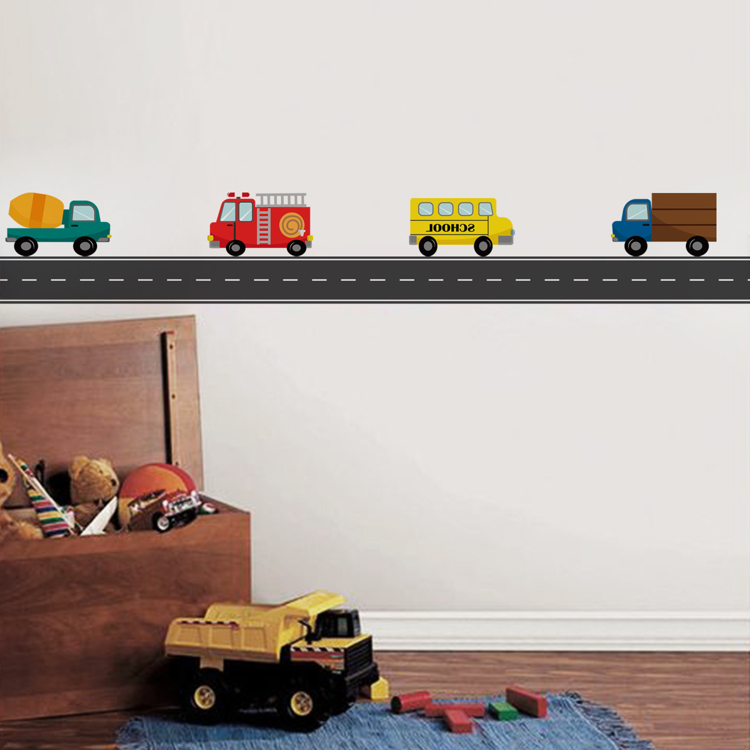 Cartoon Kids Transport Car Tru - đánh giá và giá Baby Nursery Wall Mural