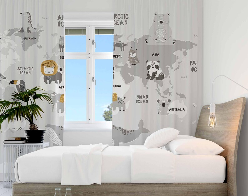 World Map Nursery Curtains Saf - đánh giá và giá Baby Nursery Blackout Curtains