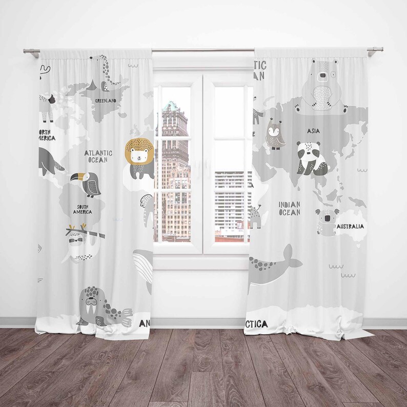 World Map Nursery Curtains Saf - đánh giá và giá Baby Nursery Blackout Curtains