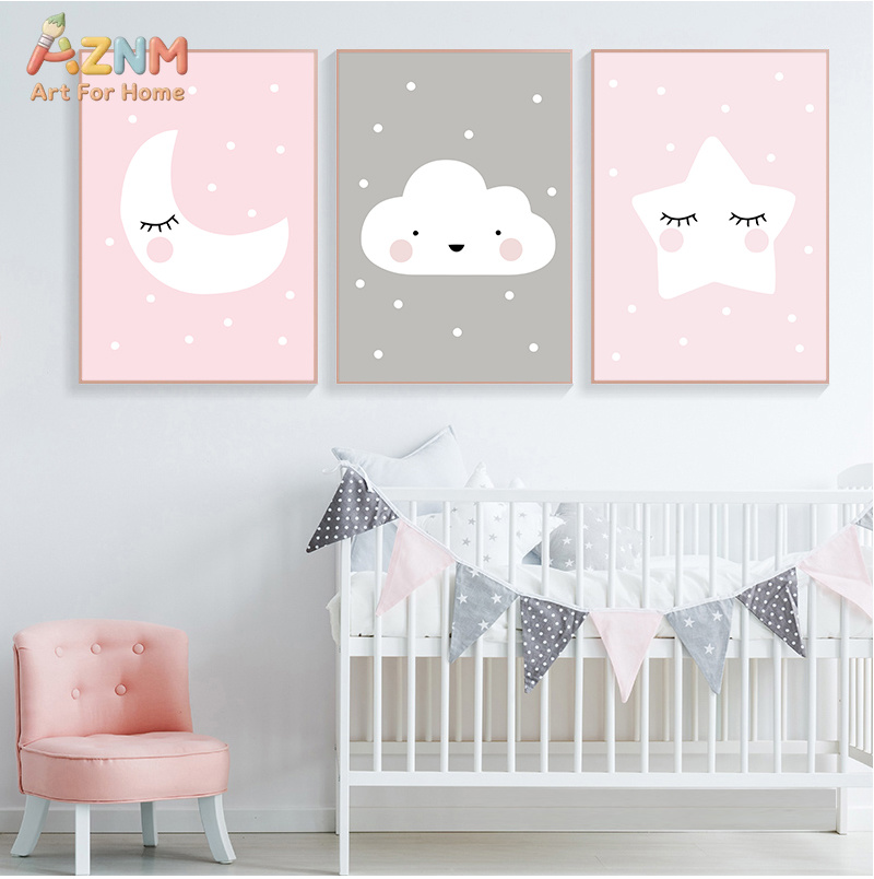 AZNM Cute Cartoon Moon Cloud S - đánh giá và giá Baby Nursery Pink