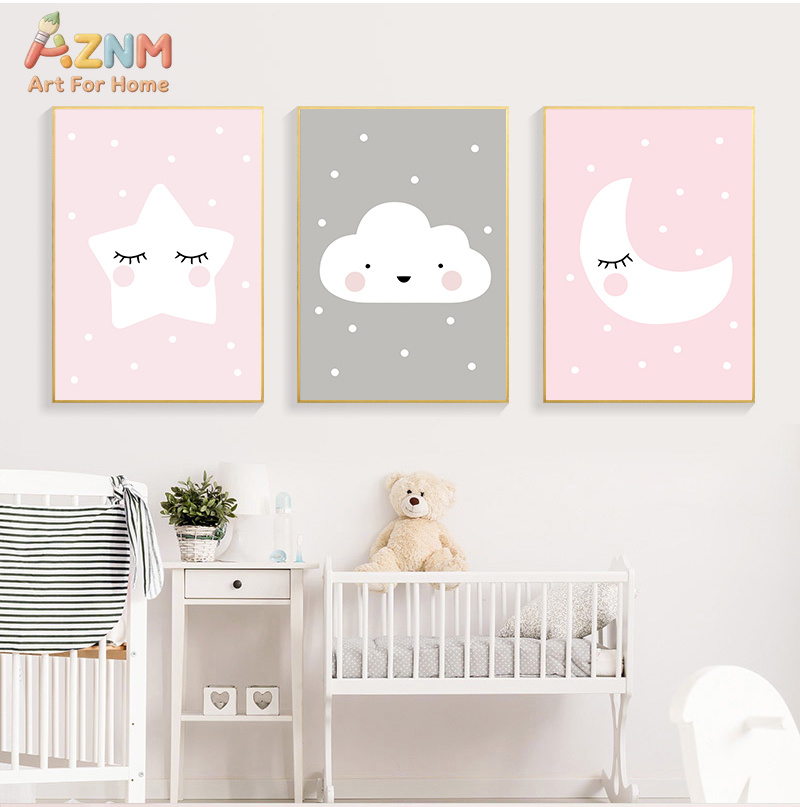 AZNM Cute Cartoon Moon Cloud S - đánh giá và giá Baby Nursery Pink