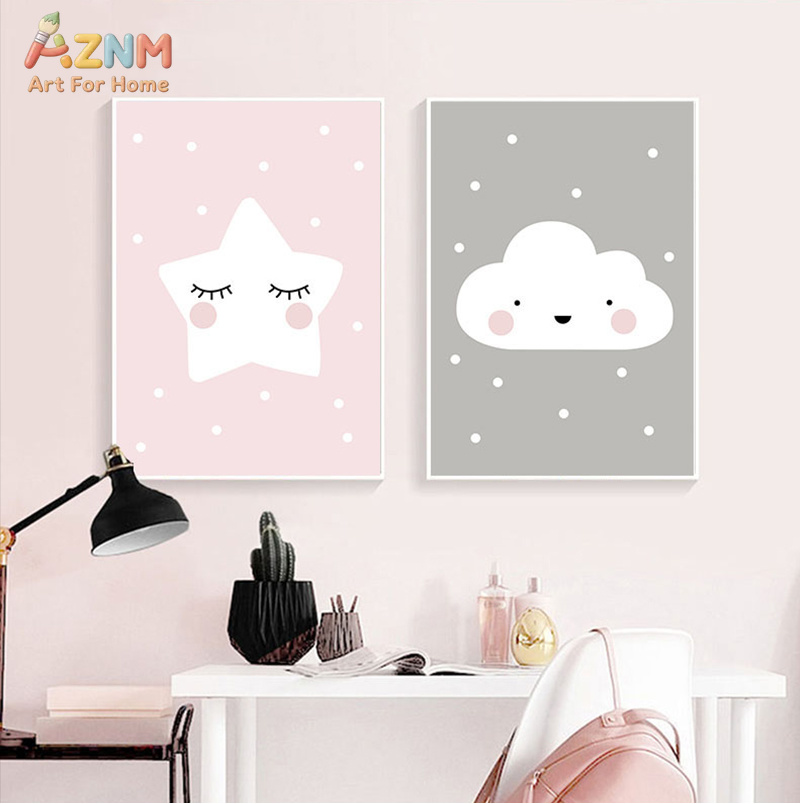 AZNM Cute Cartoon Moon Cloud S - đánh giá và giá Baby Nursery Pink