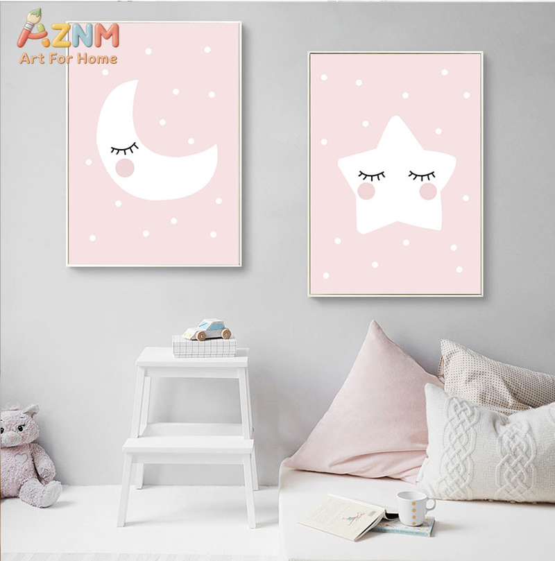 AZNM Cute Cartoon Moon Cloud S - đánh giá và giá Baby Nursery Pink
