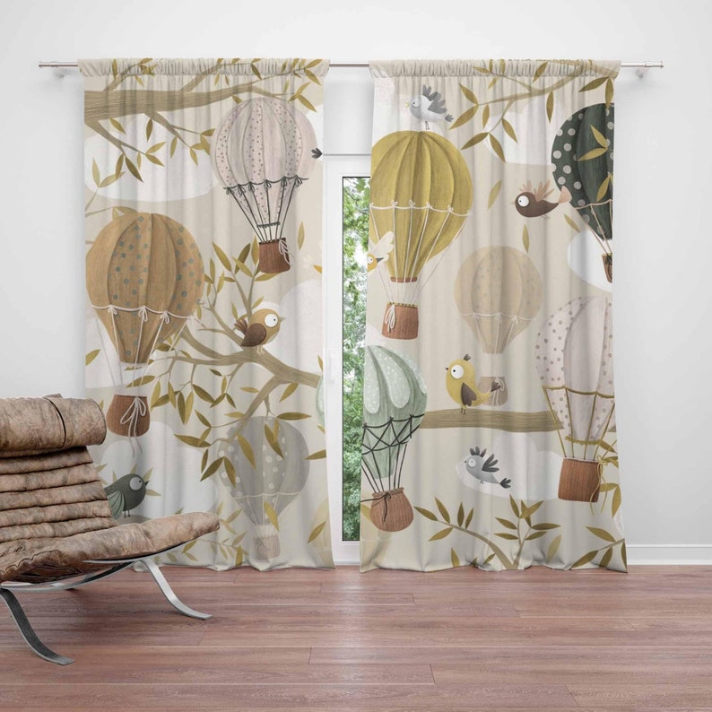 Hot Air Balloon Curtains Bird  - đánh giá và giá Baby Nursery Blackout Curtains