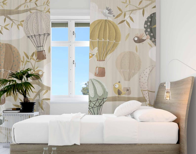 Hot Air Balloon Curtains Bird  - đánh giá và giá Baby Nursery Blackout Curtains