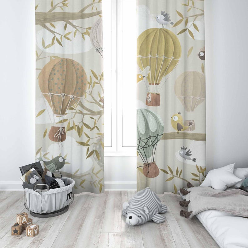 Hot Air Balloon Curtains Bird  - đánh giá và giá Baby Nursery Blackout Curtains