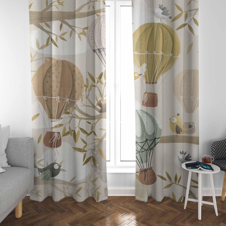 Hot Air Balloon Curtains Bird  - đánh giá và giá Baby Nursery Blackout Curtains