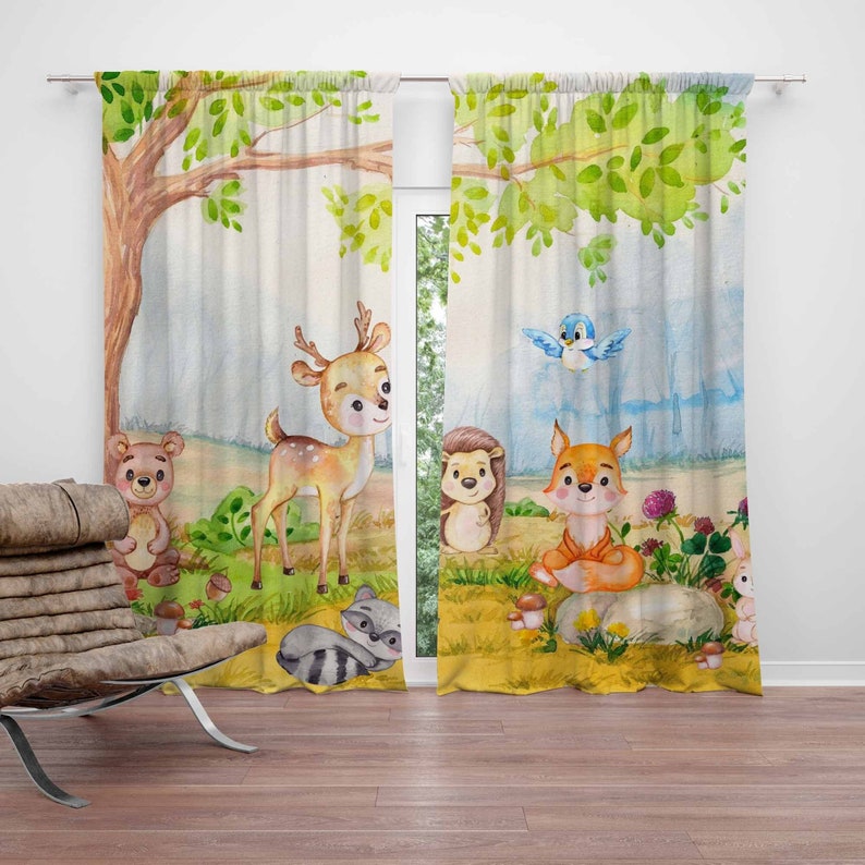 Woodland Animals Curtains Kids - đánh giá và giá Baby Nursery Blackout Curtains