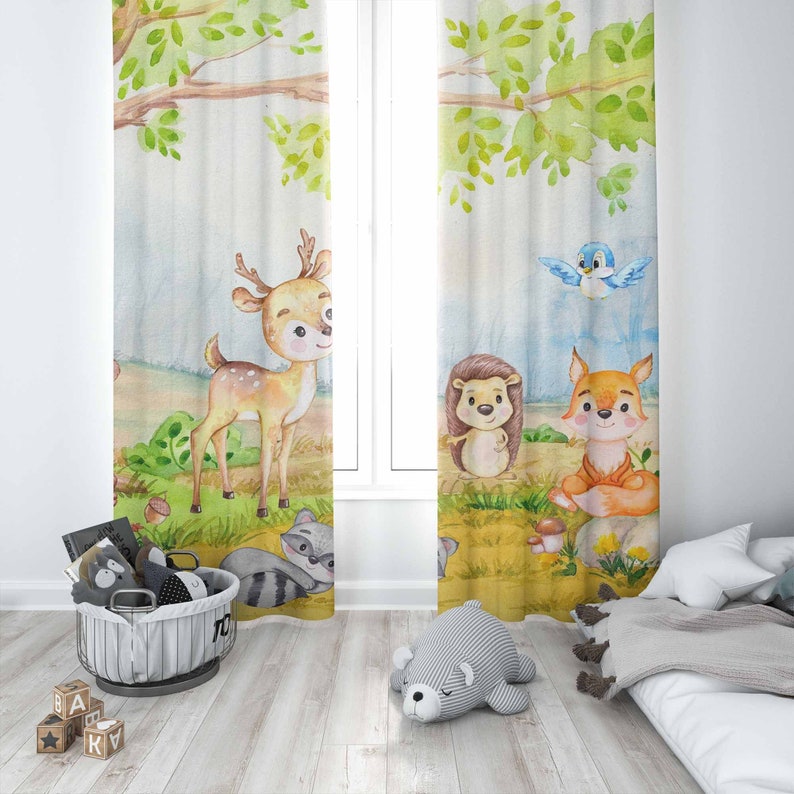 Woodland Animals Curtains Kids - đánh giá và giá Baby Nursery Blackout Curtains